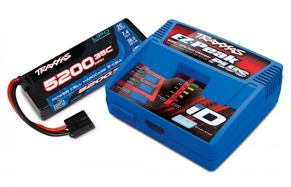 Traxxas Charger EZ-Peak Plus 4A and 2S 5200mAh Hard Battery Combo