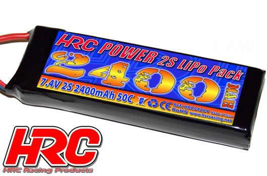 Akku - LiPo 2S - 7.4V 2400mAh 50C No Case RC Car Micro - Ultra T (Dean's Kompatible) Stecker 102x35x20mm