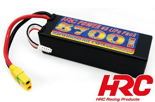 Akku - LiPo 4S - 14.8V 5700mAh 100C - Hard Case SLIM LCG - XT90AS 138x47x37mm