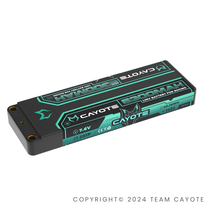RACING LIPO BATTERIE, 145C, 5300MAH, 7.6V, 40.28WH CAYOTE
