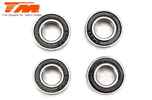 Kugellagern - metrisch - 8x16x5mm Gummidichtung Schwarz (4 Stk.)