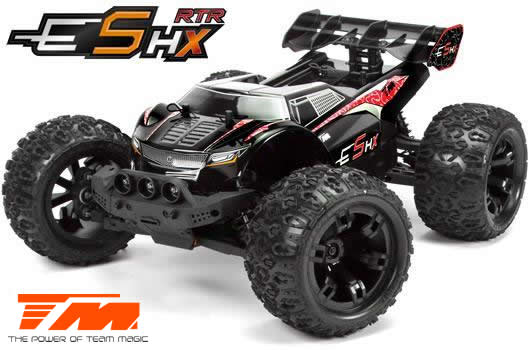 Auto - 1/10 Racing Monster Elektrisch - 4WD - RTR - Brushless - Wasserdicht - Team Magic E5 HX - Schwarz/Rot