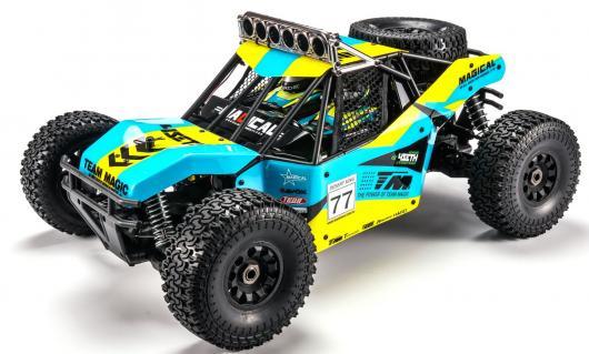 Auto - 1/8 XL Elektrisch - 4WD Desert Truck - RTR - 2500kv Brushless Motor - 3-4S - Wasserdicht - Team Magic 4SETH Türkis/Gelb