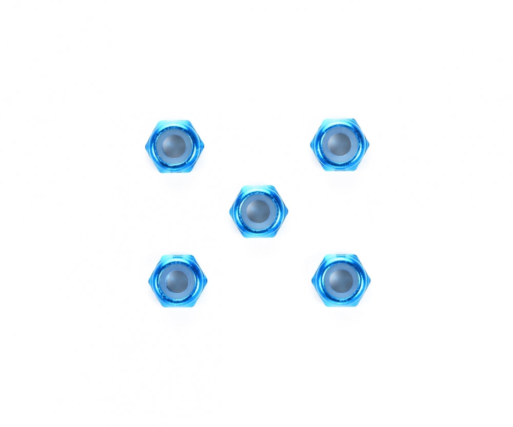 3mm Stoppmuttern (5) Alu dünn blau