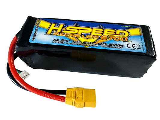 LIPO 6700MAH 14.8V 60C RACING AKKU SOFTCASE H-SPEED MIT XT90-STECKER
