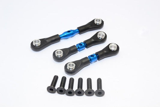Aluminium Gewindespurstangen mit Kugelpfannen blau (3 Stk.) GPM Tamiya TT01