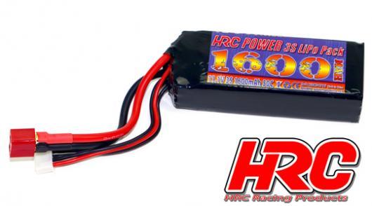 Akku - LiPo 3S - 11.1V 1600mAh 50C No Case RC Car Micro - Ultra T (Dean's Kompatible) - 75x35x16mm