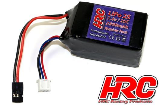 Akku - LiPo 2S - 7.4V 2300mAh 20C - No Case - Empfänger Akku - Hump Style - JR Stecker 33.5*32*55mm