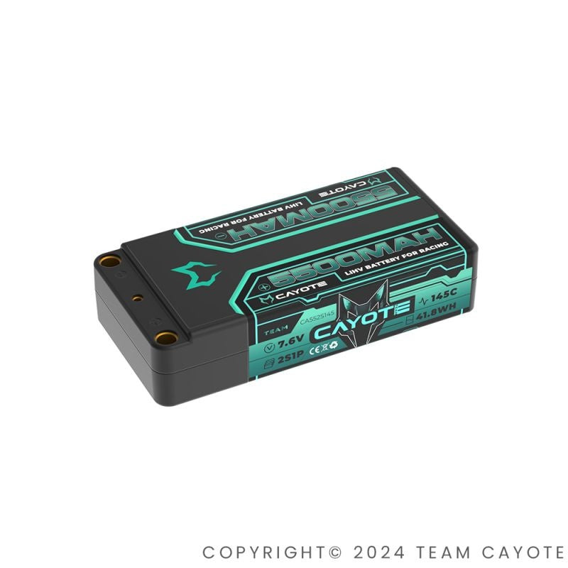 RACING LIPO BATTERIE, 145C, 5500MAH, 7.6V, 41.8WH CAYOTE