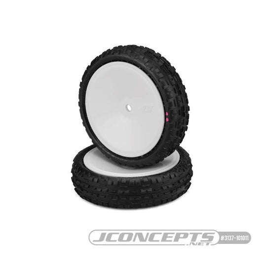 Swaggers 2.2 Reifen pink vorne auf Felge weiß (2) JConcepts 1/10 Buggy 2WD