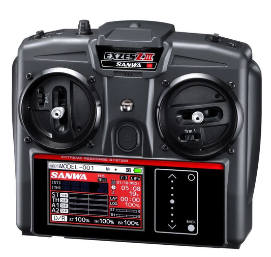 EXZES ZIII - RX-493I / OHNE SERVOS/ TX/RX FARB-TOUCH SENDER SANWA SURFACE CH4 2.4GHZ FH5/FH5U SXR SSL + TELEMETRIE